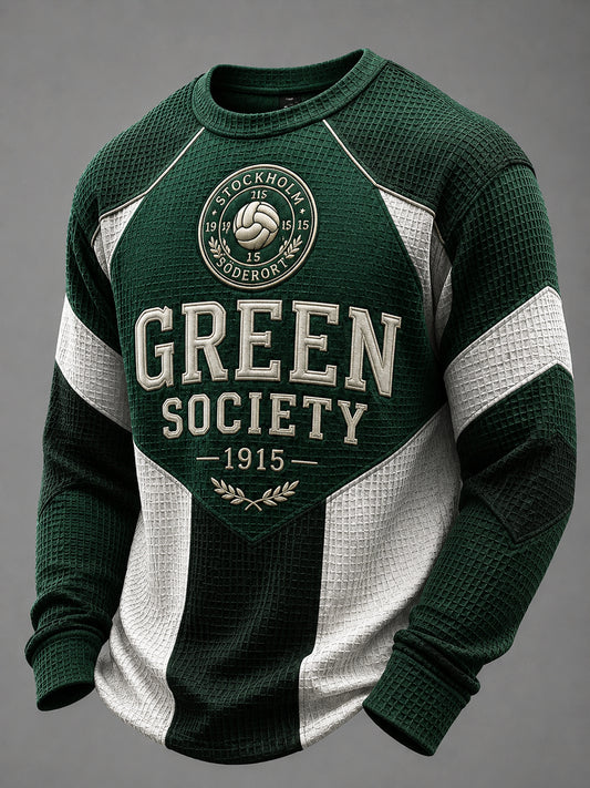 Bajen Matchdag Grön Fotboll Våffelstickad T-shirt