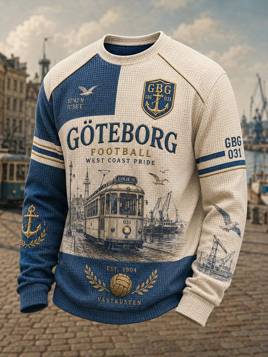 Herrarnas svenska fotbollsklubb IFK Göteborg Västgötaälskare Våffeltröja med lång ärm