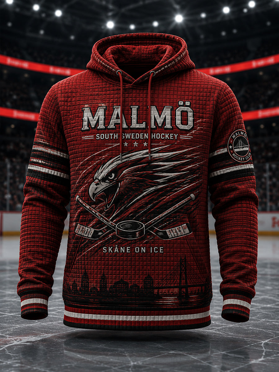 Herrligan i ishockey i Sverige Malmö Redhawks Entusiaster Överskottsstorlek Löparegenskuddad Hoodie med fickor