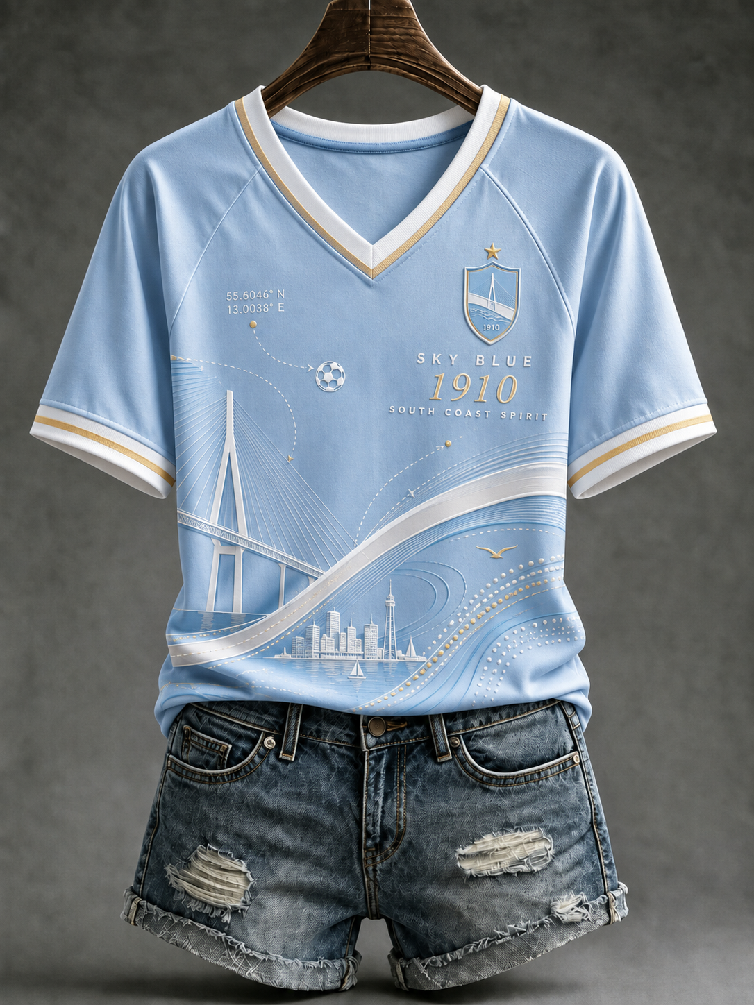 Kvinnors Malmö FF V-hals Off-Shoudre kortärmad T-shirt