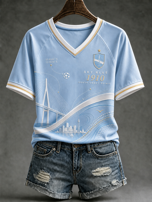 Kvinnors Malmö FF V-hals Off-Shoudre kortärmad T-shirt