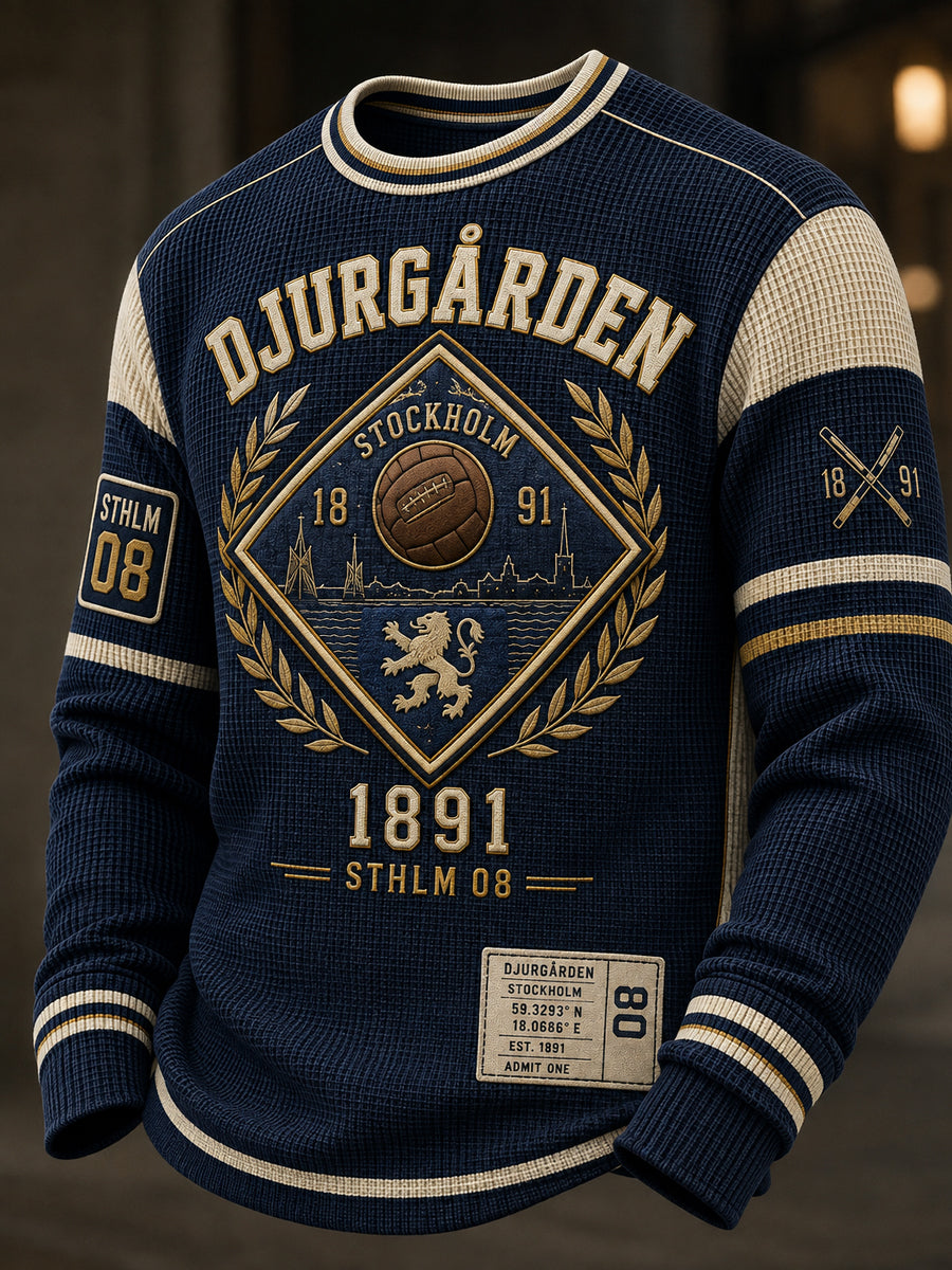Herrarnas svenska fotboll Djurgården-supportrar kärlek vafel långärmad t-shirt