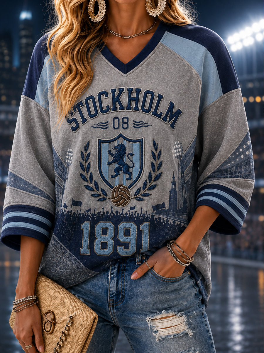 Damer Svensk Fotboll Djurgården Fans Älskling V-ringning Långärmad