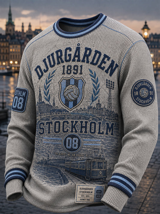 Herrarnas svenska fotboll Djurgården-supportrar kärlek vafel långärmad t-shirt