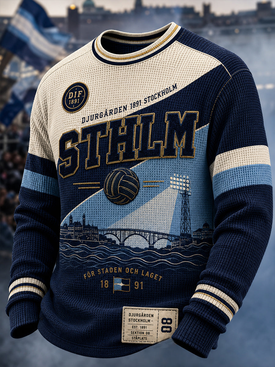 Herrarnas svenska fotboll Djurgården Supporter Kärlek Våffla Långärmad T-shirt