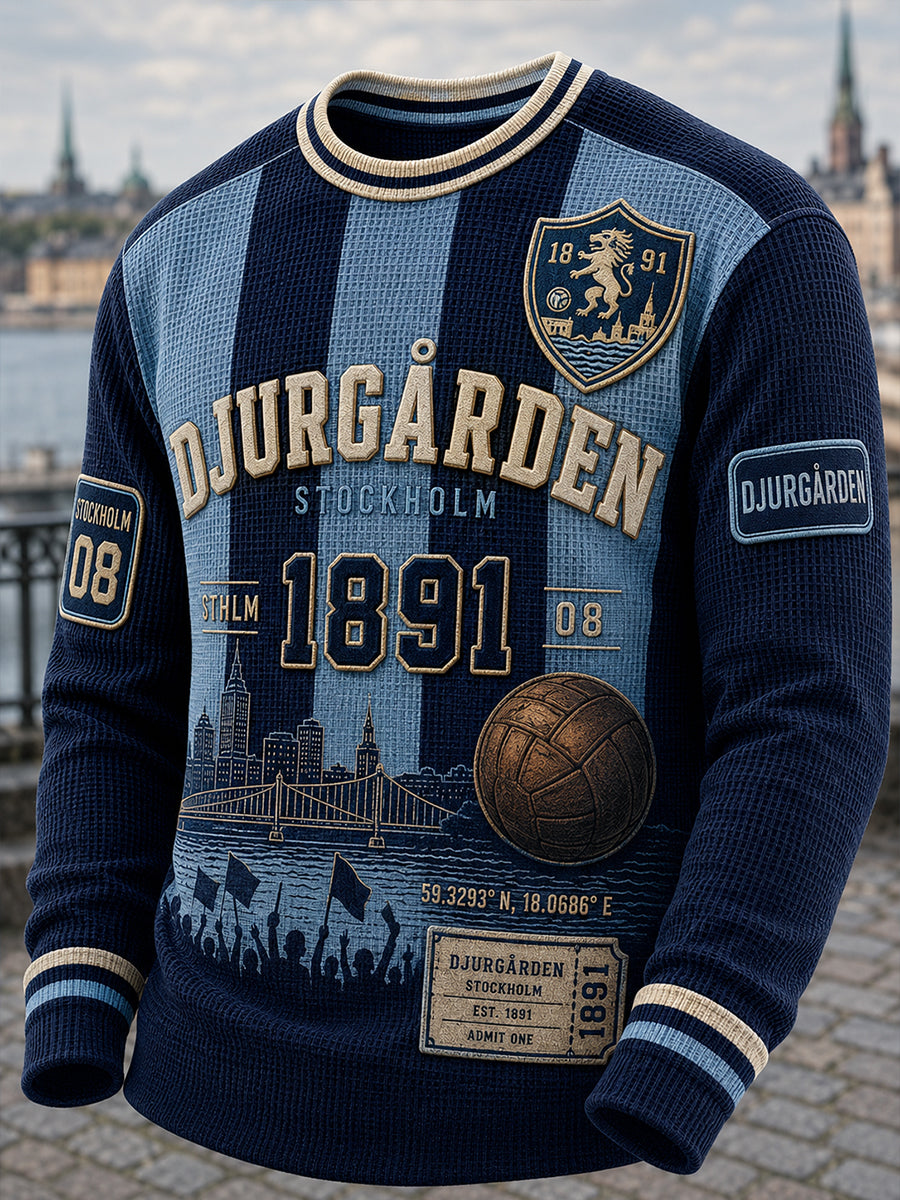 Herrarnas svenska fotboll Djurgården-supportrar kärlek vafel långärmad t-shirt