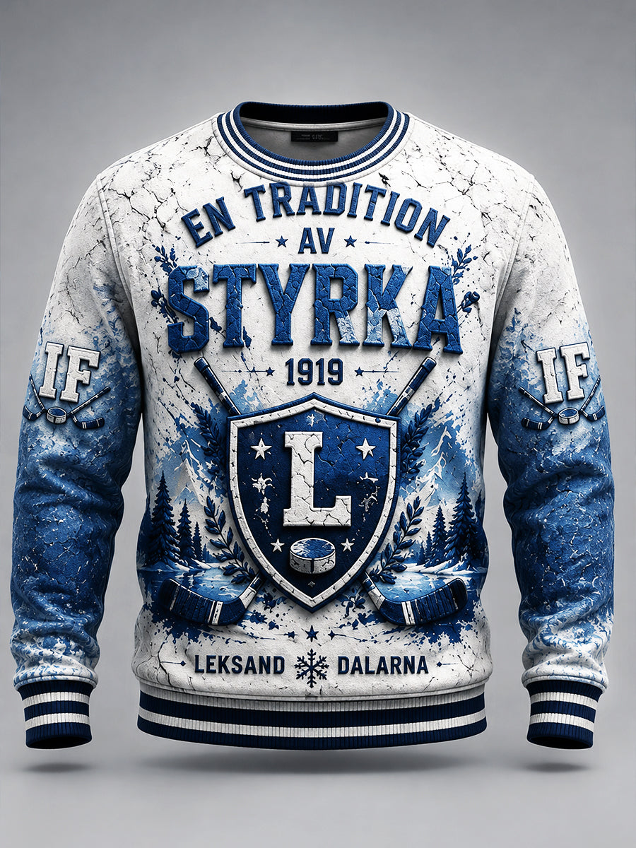 Mäns svenska hockey Leksands IF Tryckt Casual Sweatshirt