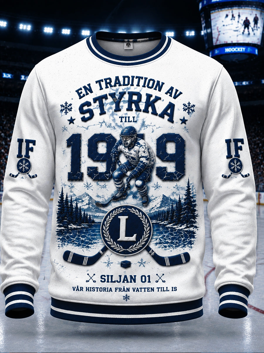 Vita Leksands IF Svensk ishockey Tryckt Casual Sweatshirt