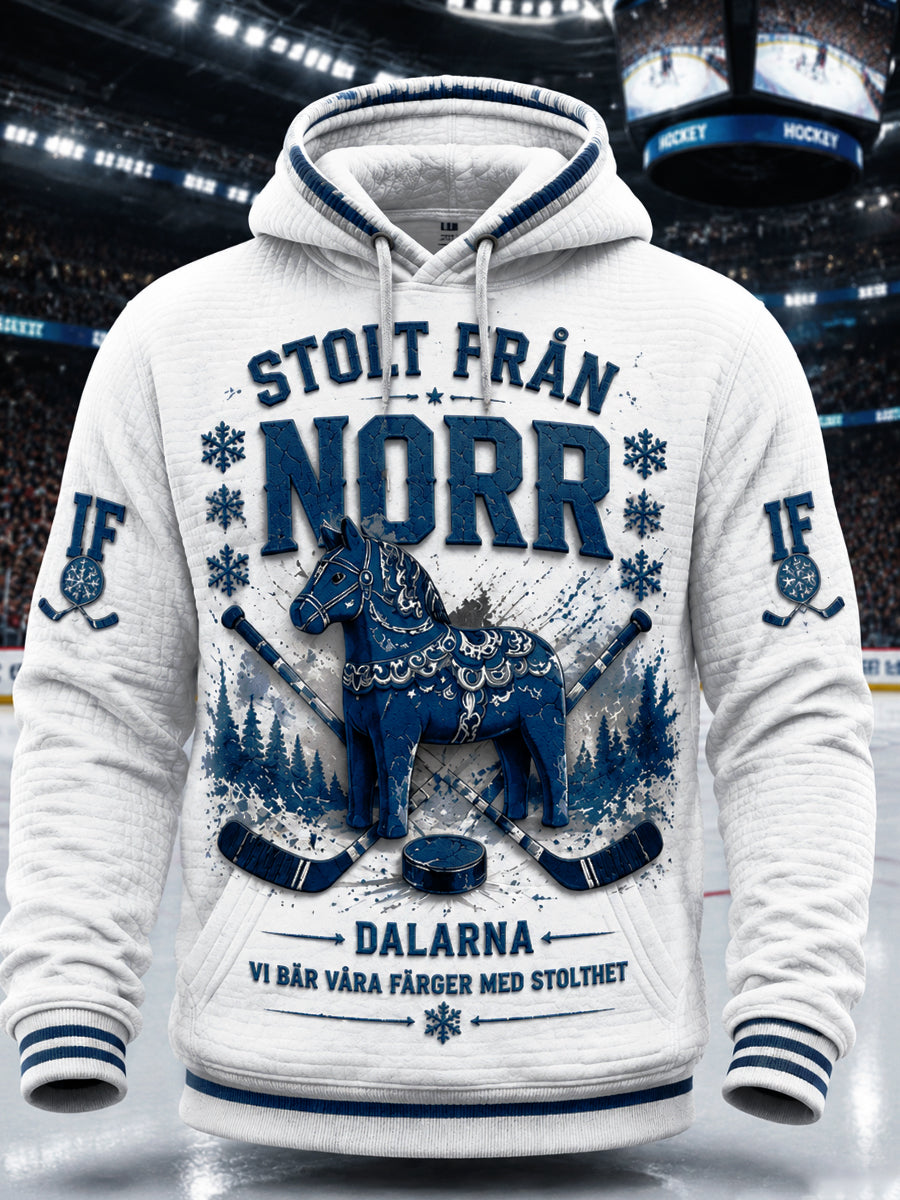 Vit svensk ishockey Leksands IF Tryckt Casual Hooded Sweatshirt