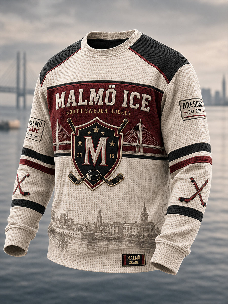 Herrarnas svenska ishockeytröja Malmö Redhawks – favorit för waffelmönstrade långärmade tröjor