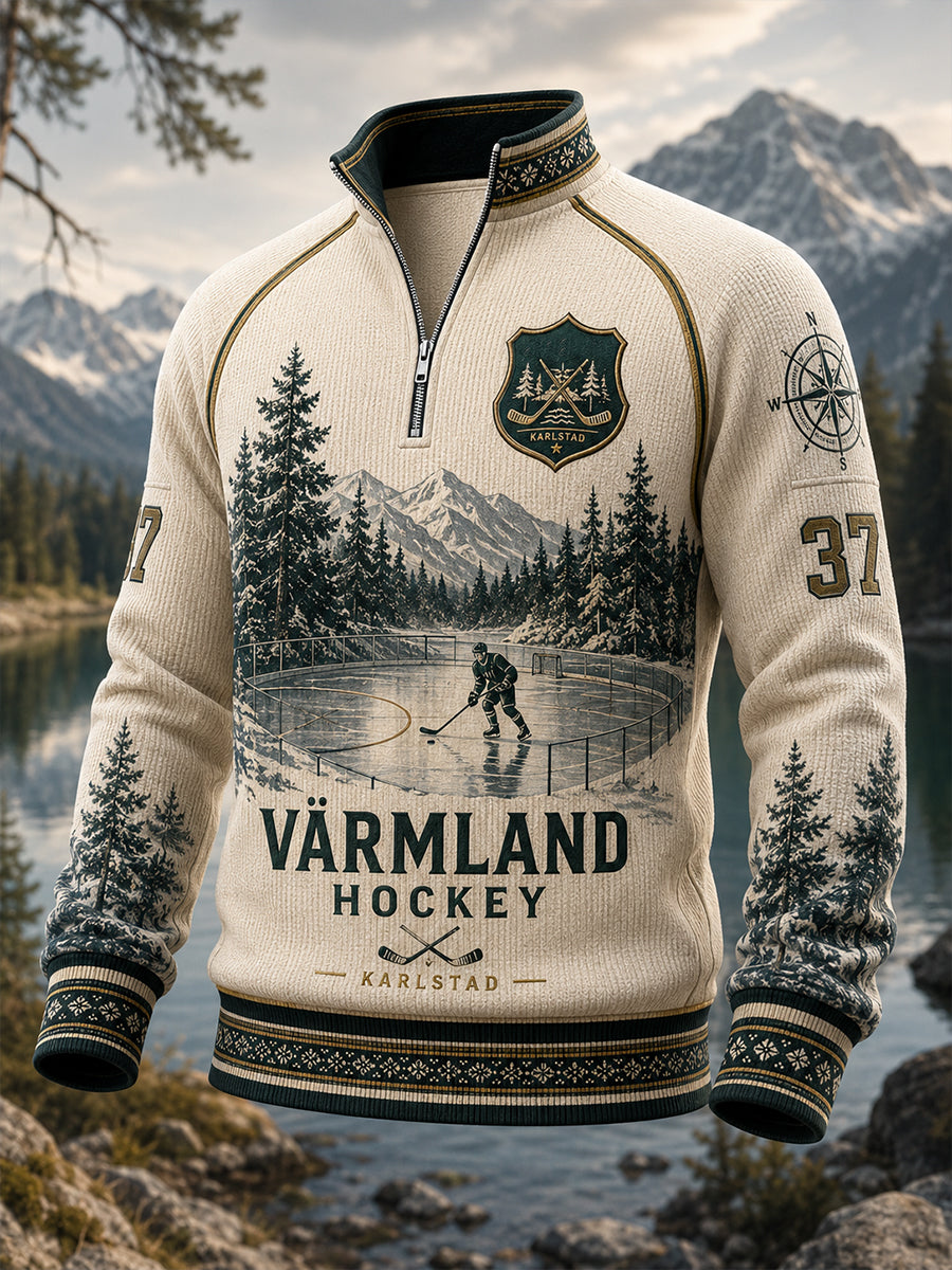 Herrarnas svenska ishockeytröja Färjestad BK Waffle långärmad t-shirt för fans och älskare