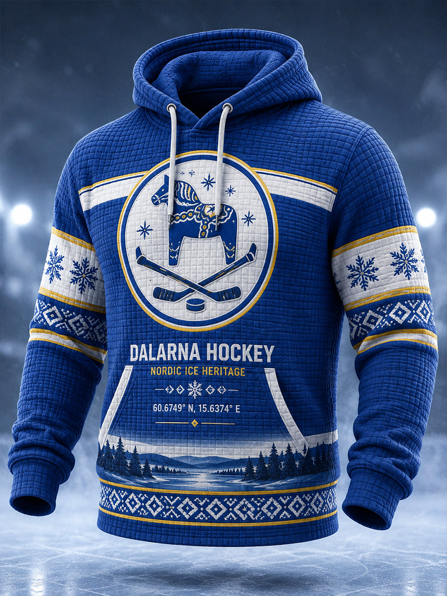 Mäns svenska hockey Leksands Om fans älskare överdimensionerad drop-Shoudre Hoodie med fickar
