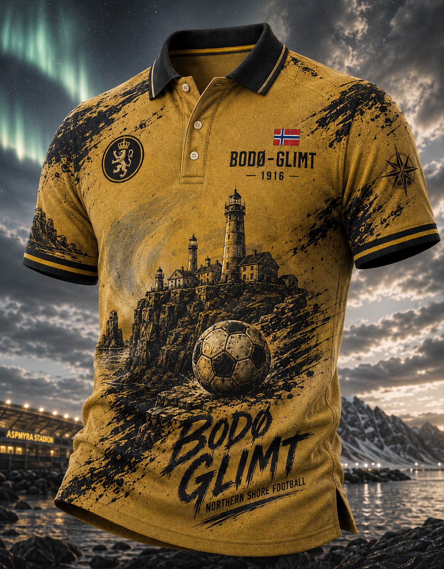 Herrers norske fotballpolo fra Bodø/Glimt med korte ermer