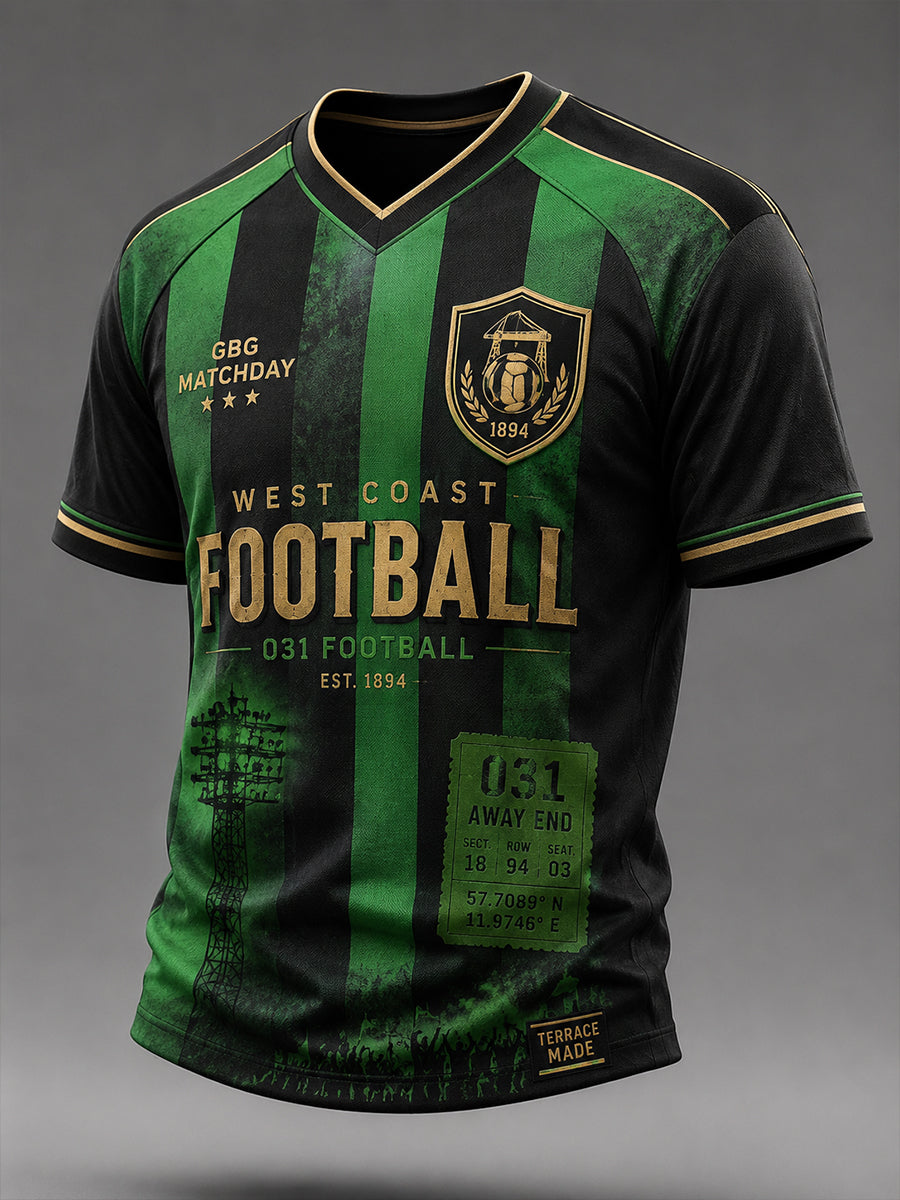 Herrarnas svenska fotboll T-shirt med V-ringning för GAIS-supportrar och fotbollsälskare