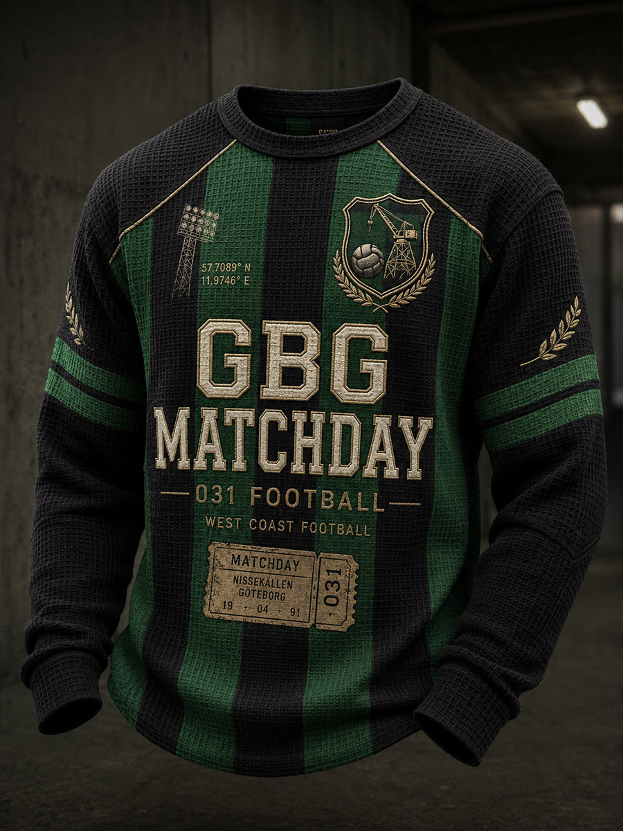 Herrarnas svenska fotboll T-shirt med vafelväv och lång ärm för GAIS-supportrar och fotbollsälskare