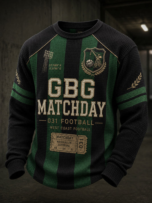 Herrarnas svenska fotboll T-shirt med vafelväv och lång ärm för GAIS-supportrar och fotbollsälskare