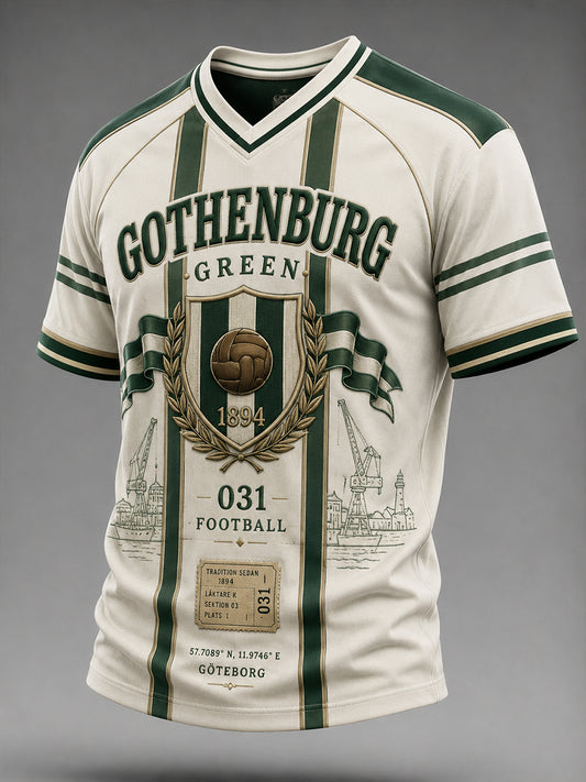 Herrarnas svenska fotboll T-shirt med V-ringning för GAIS-supportrar och fotbollsälskare
