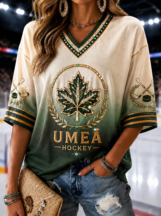 Björklöven Kvinnors återkomst 2026 Hockey V-Neck Topp