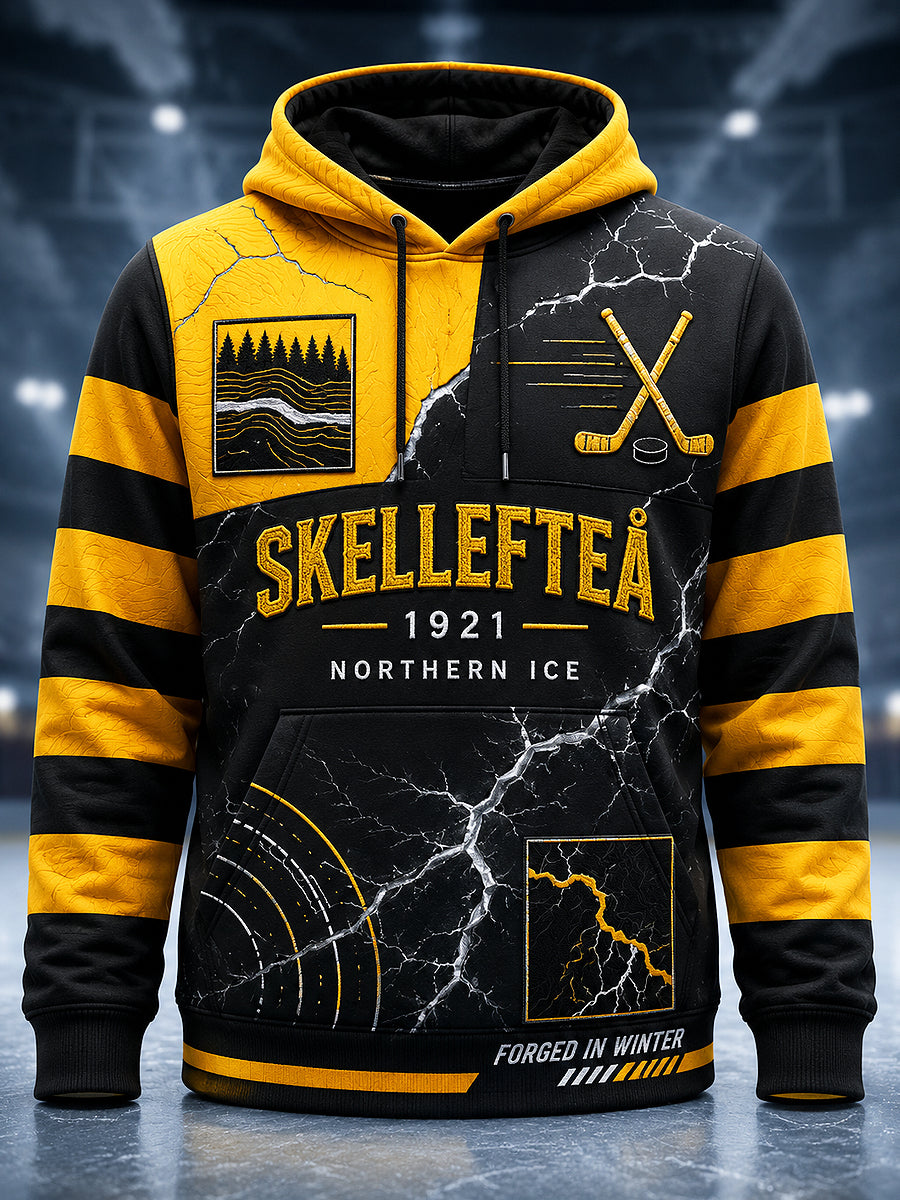 Herrtröja från Skellefteå AIK med tryckt mönster, långärmad och med huva