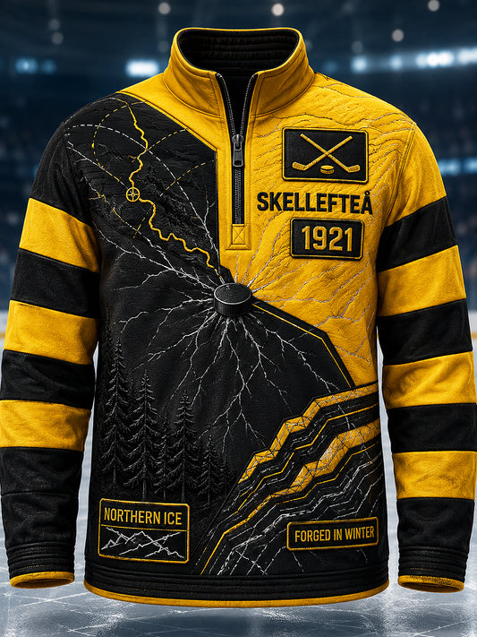 Herrskjortan Skellefteå AIK tryckt avslappnad sweatshirt med dragkedja