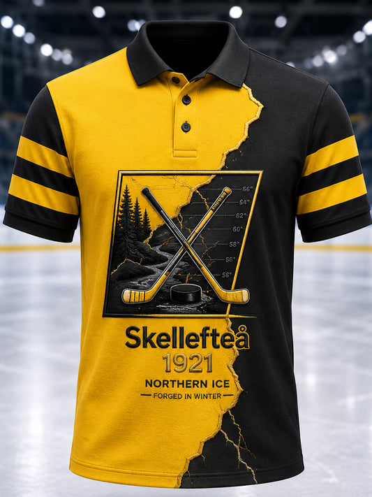 Herrpolotröja med tryckt logga från Skellefteå AIK, avslappnad modell med korta ärmarna