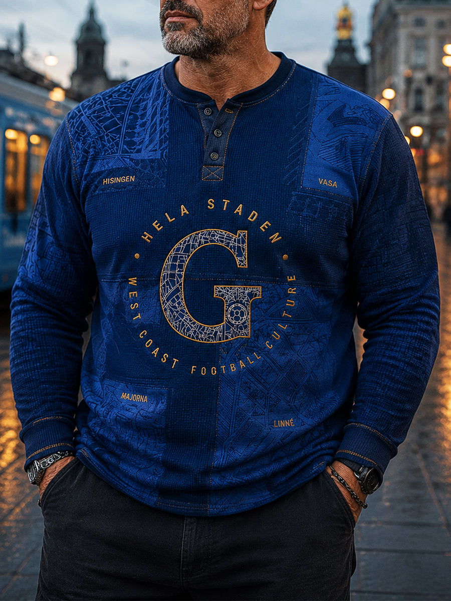 Mäns Retro IFK Göteborg Svensk fotbollskärlsknapp