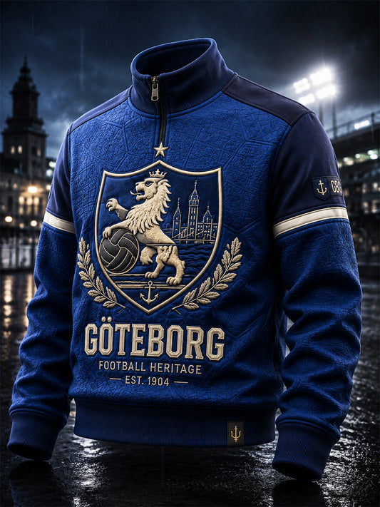 Mäns Retro IFK Göteborg Svensk fotbollskärlare blixtlås
