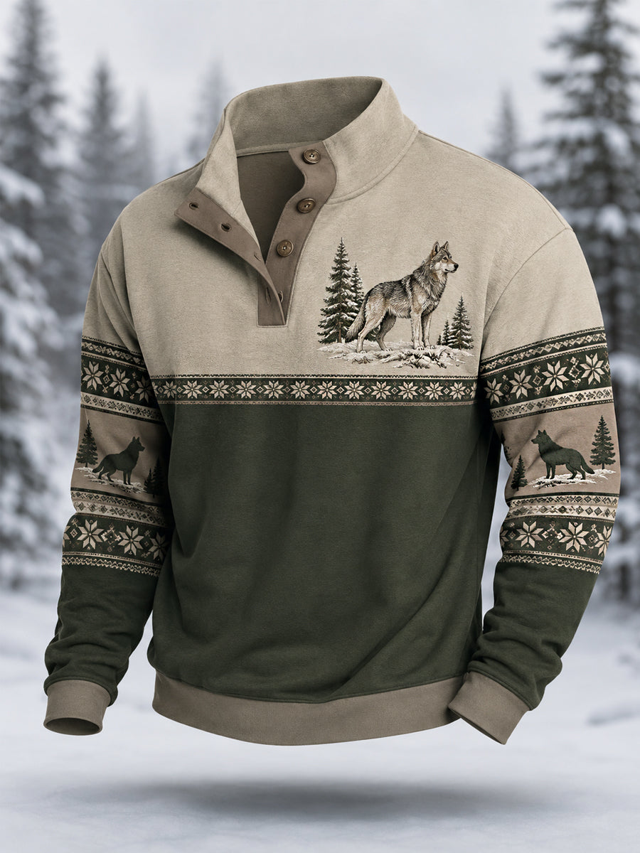Herrlig vinterpullover med vargtryck, i casual stil