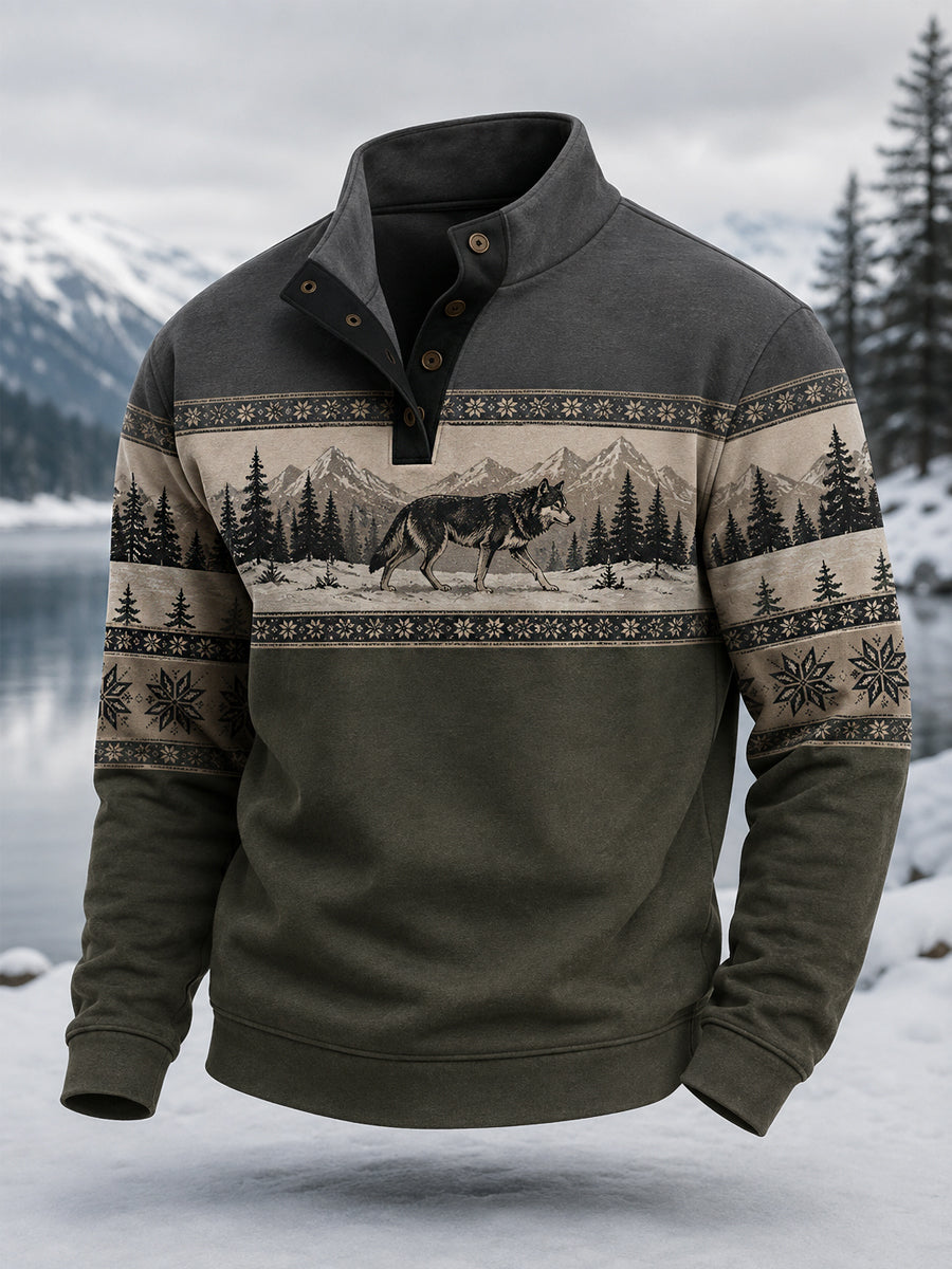Herrlig vinterpullover med vargtryck, i casual stil