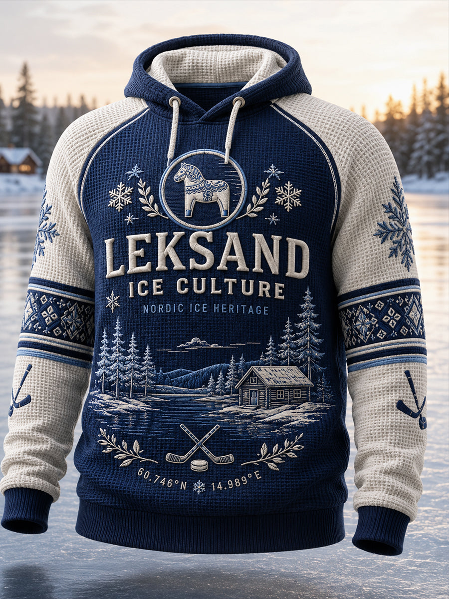 Mäns svenska hockey Leksands IF fans älskare överdimensionerad dropp-sjukhugga med fickar