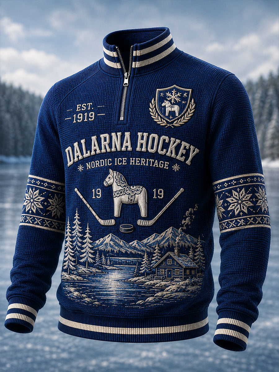 Herrligan avsnittet Svensk ishockey Leksands IF Fans Älskare Våffeltröja med lång ärm