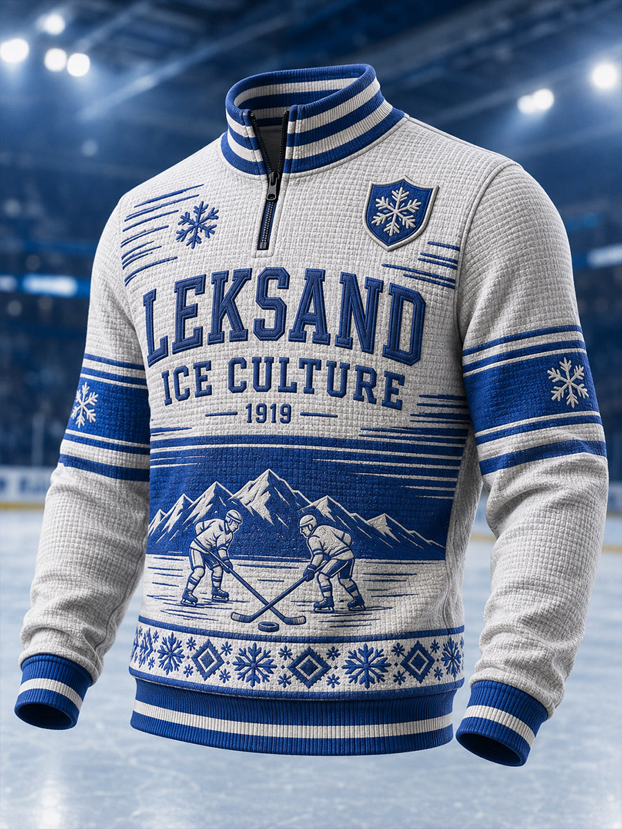 Mäns svenska hockey Leksands IF fans älskare våffel Lång ärm T-shirt