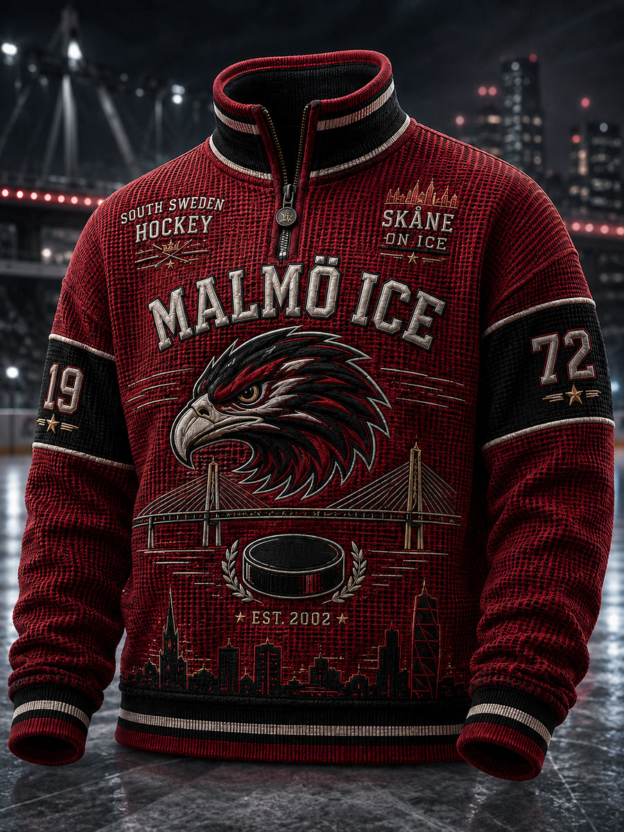 Herrarnas svenska ishockeytröja Malmö Redhawks – favorit för waffelmönstrade långärmade tröjor