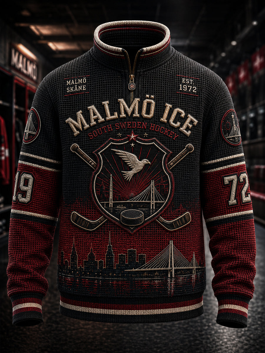 Herrarnas svenska ishockeytröja Malmö Redhawks – favorit för waffelmönstrade långärmade tröjor