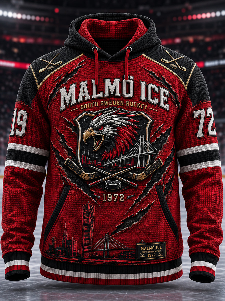 Herrliggande svedsk ishockeytröja med luv och fickor för Malmö Redhawks-fans och älskare