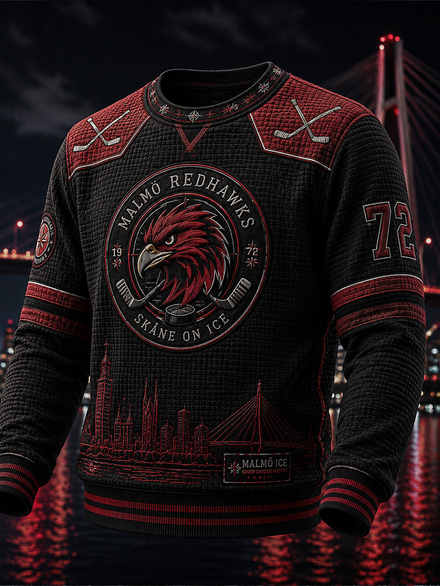 Herrarnas svenska ishockeytröja Malmö Redhawks – favorit för waffelmönstrade långärmade tröjor