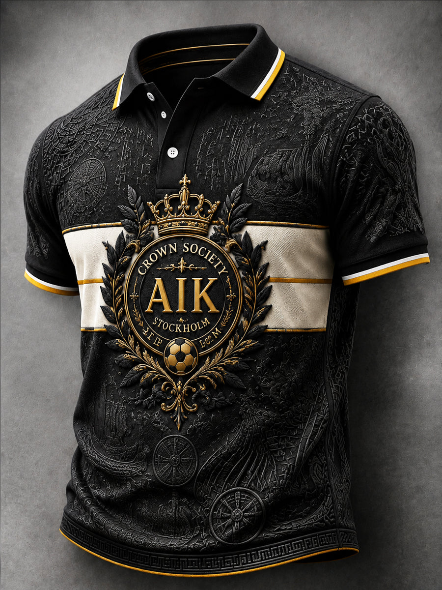 Herrpolo för AIK-supportrar, svart och guld
