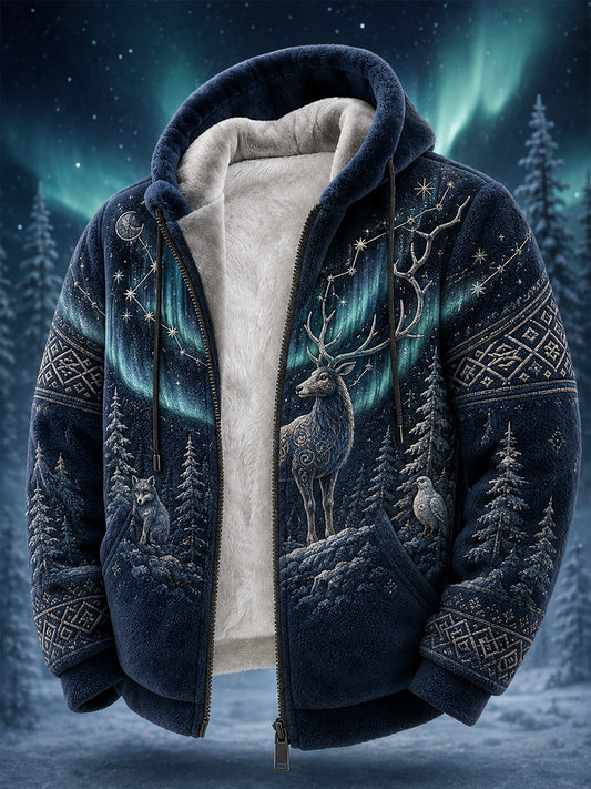Retro nordiskt konsttryck – avslappnad och bekväm hoodie