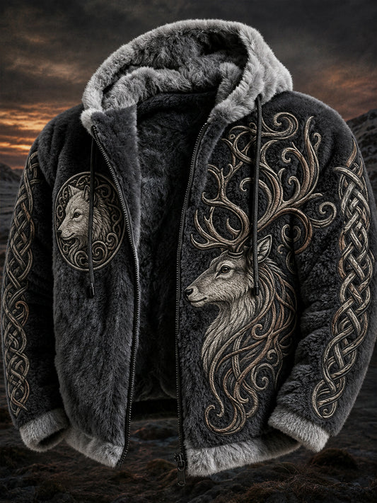 Retro nordiskt konsttryck – avslappnad och bekväm hoodie
