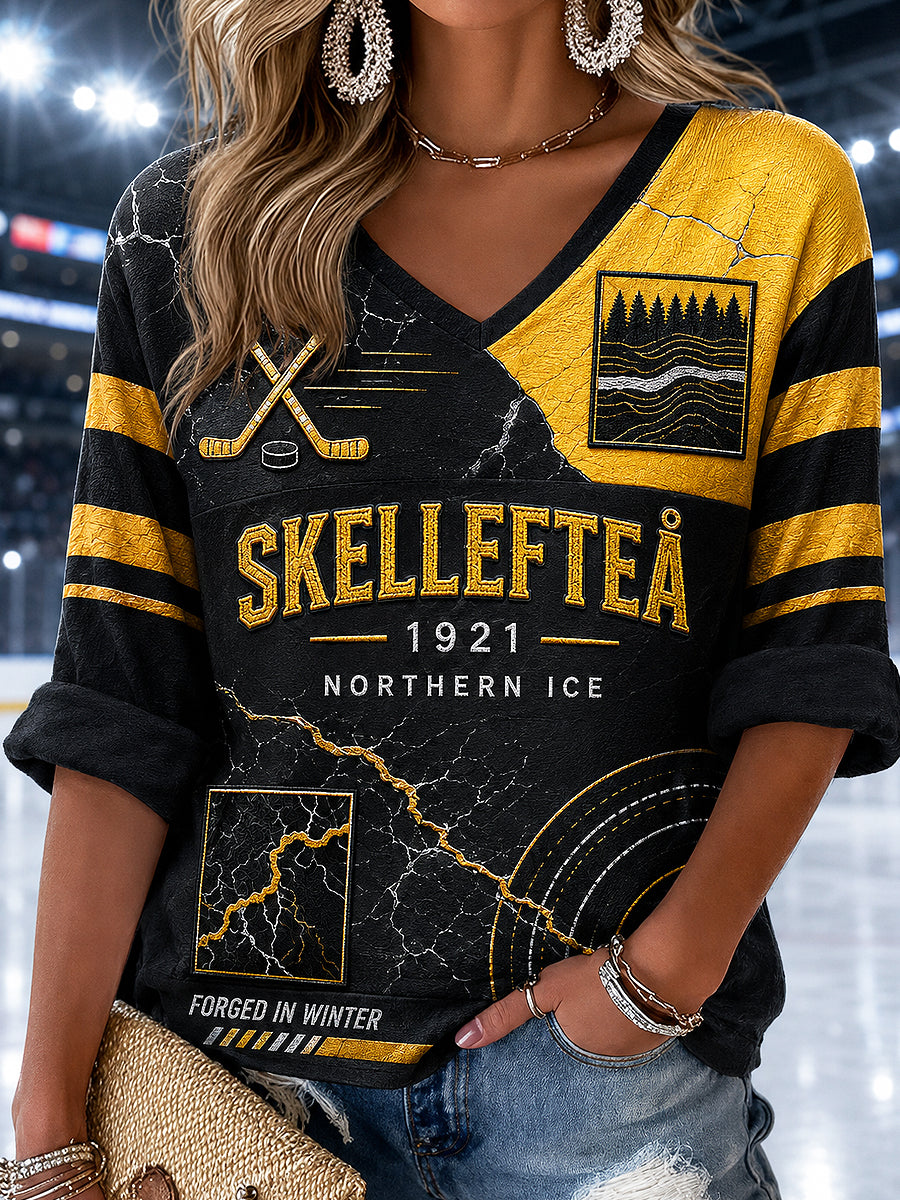 Dammens V-ringning halvlång ärm Skellefteå AIK tryckt vardagströja