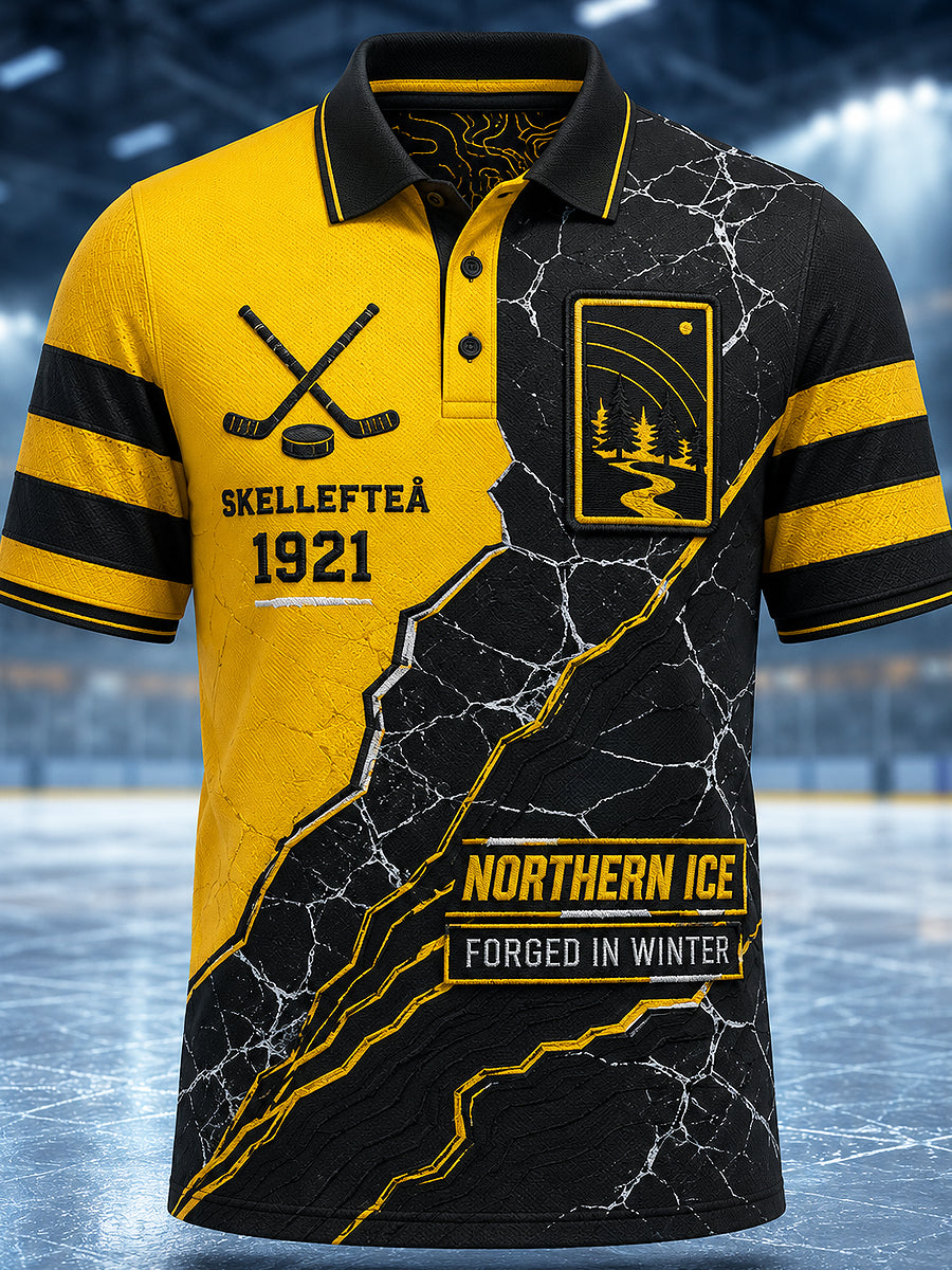 Herrpolotröja med tryckt logga från Skellefteå AIK, avslappnad modell med korta ärmarna