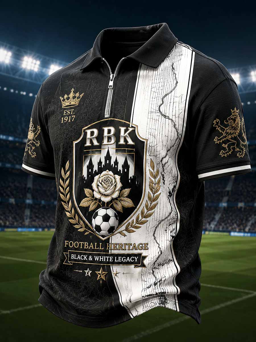 Vintage-RBK-fotbollslag tryckt polotröja för män