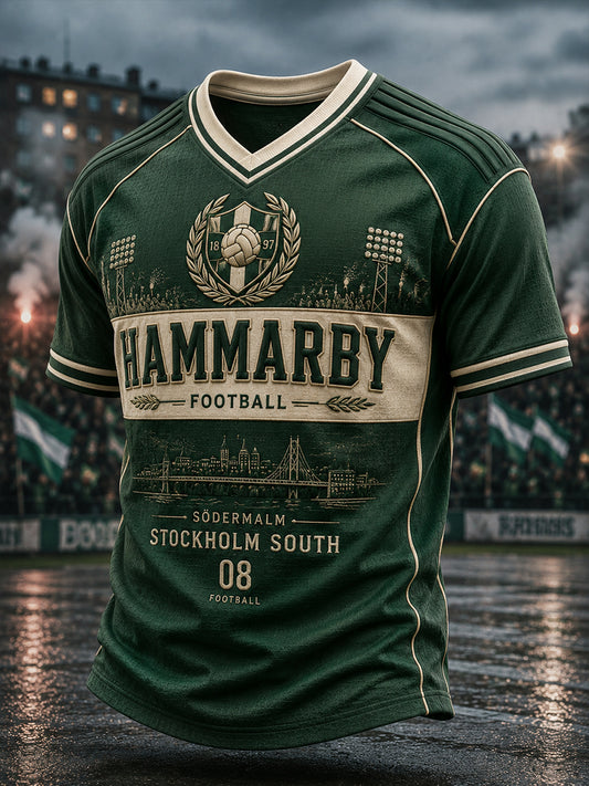 Herrarnas svenska fotboll Hammarby Fans älskare V-ringad t-shirt