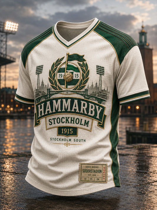 Herrarnas svenska fotboll Hammarby Fans älskare V-ringad t-shirt
