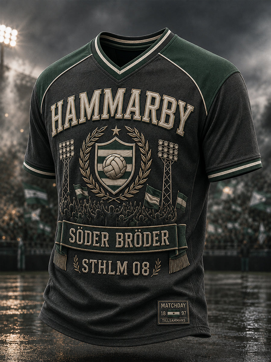 Herrarnas svenska fotboll Hammarby Fans älskare V-ringad t-shirt