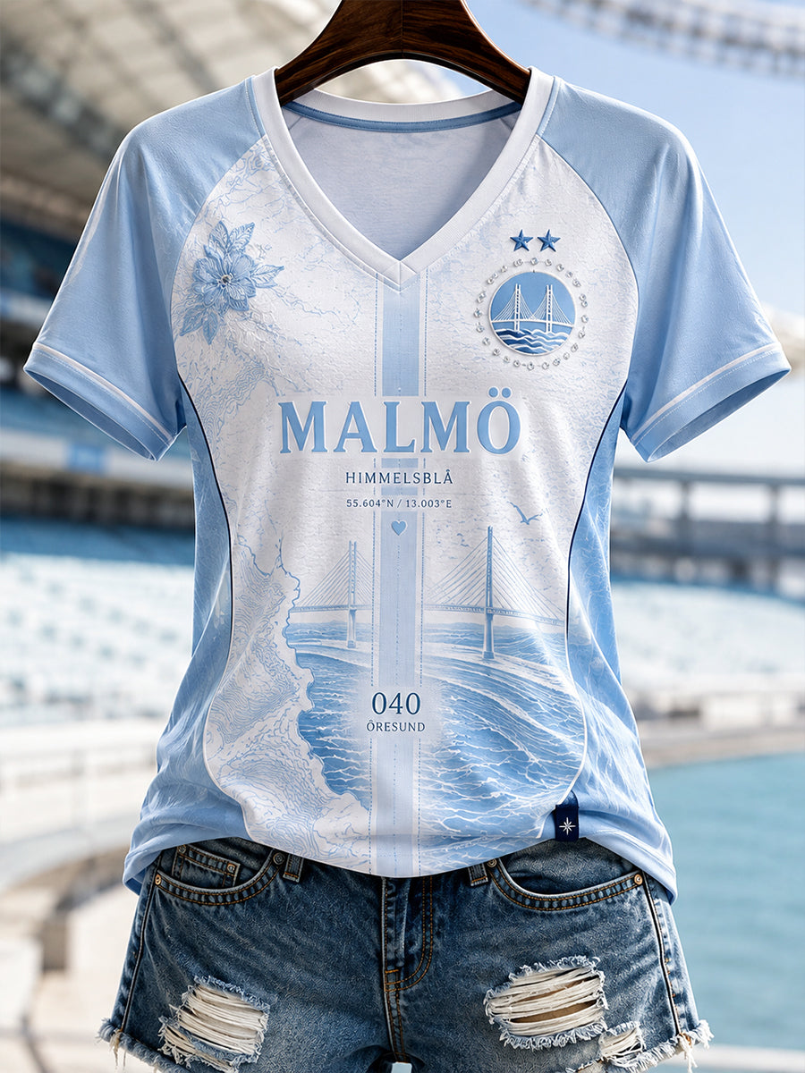 Damer Malmö FF V-ringad axellös kortärmad t-shirt