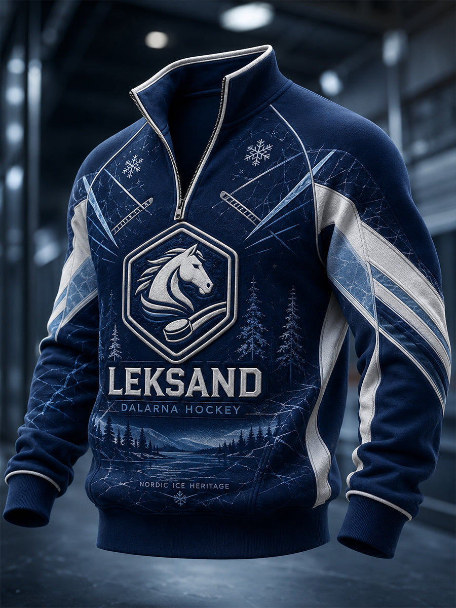 Mäns svenska ishockey Leksands Om fans älskar Halv-Zip Stand krage Sweatshirt