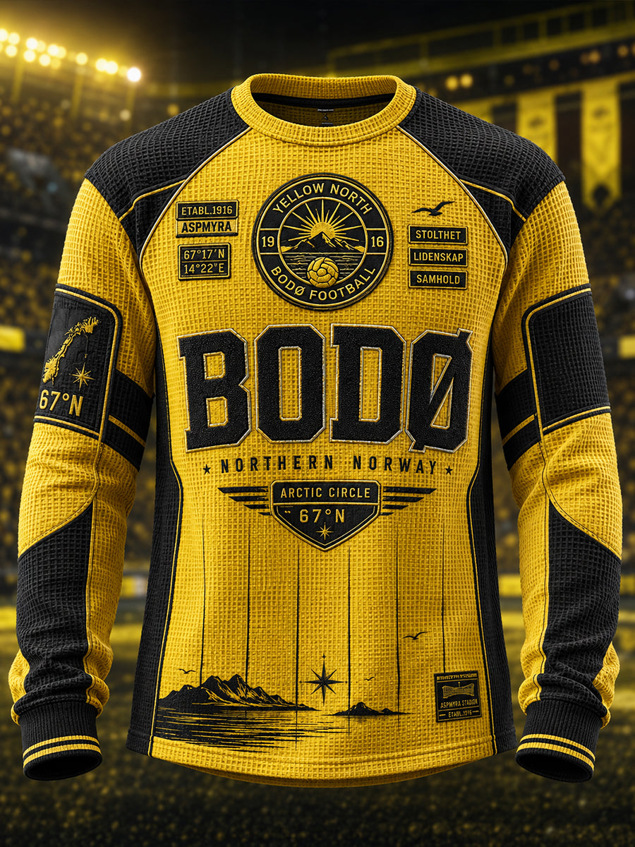 Mäns norska fotboll Bodø/Glimt fläktar älskare våffel Lång ärm T-shirt