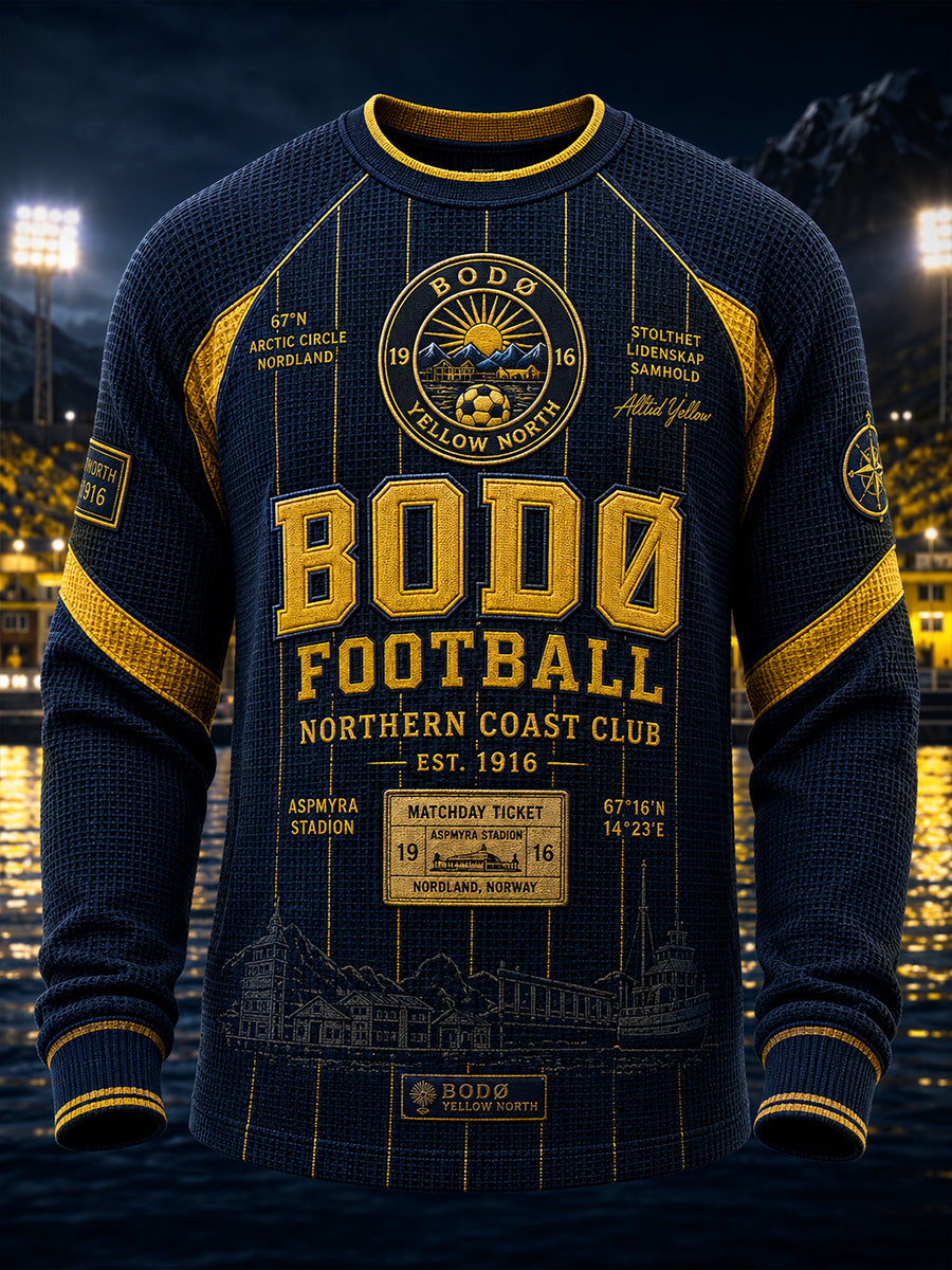 Herrarnas norska fotbollströja för fans av Bodø/Glimt – vafelvävd långärmad t-shirt