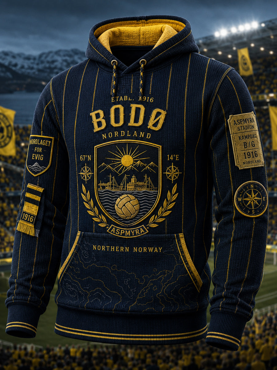 Mäns norska fotboll Bodø/Glimt fläktar älskare Överdimensionerad drop-Shoudre Hoodie med fickar